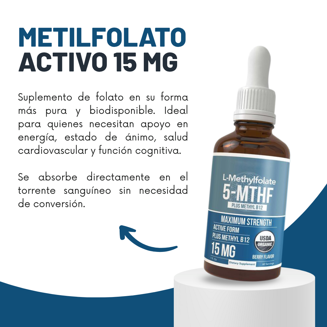 🌟 Metilfolato 5MTHF + B12 – Energía Natural y Mente Clara, sin químicos👩🔬🚫