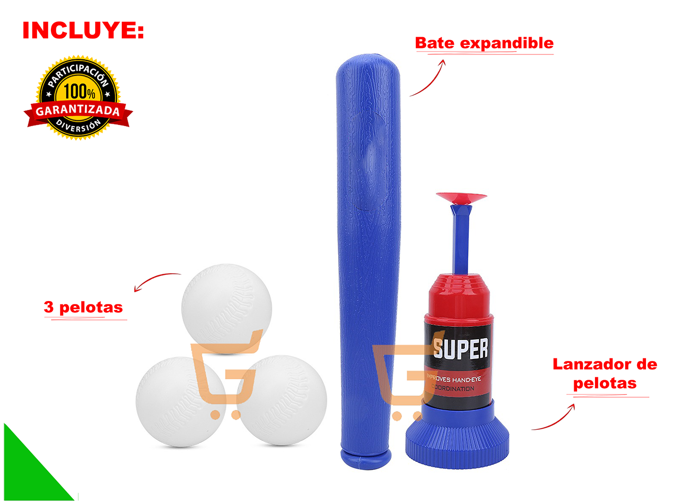 ⚾ Set De Baseball Beisbol Infantil Bate Pelotas Y Lanzador 🏏